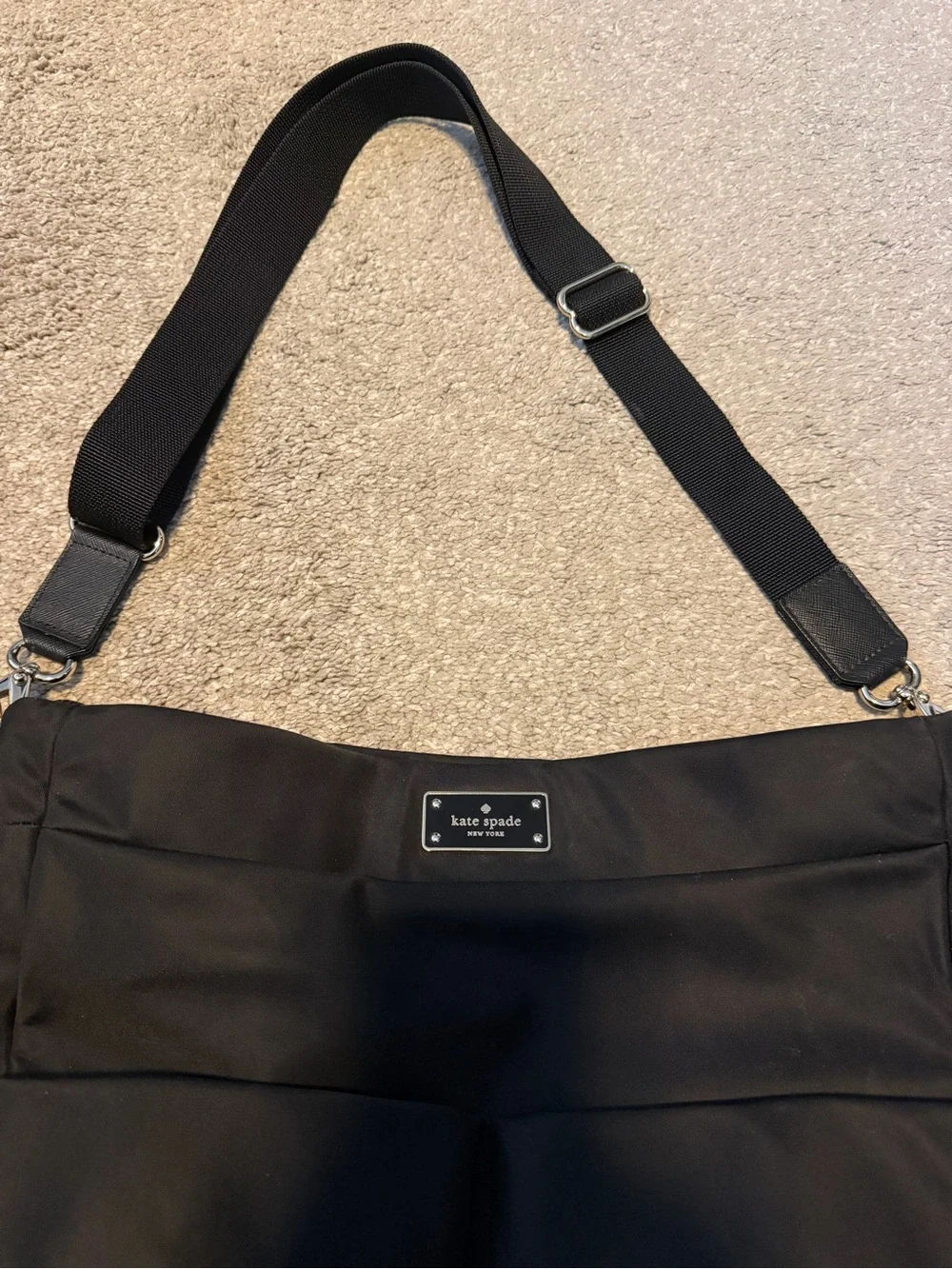 kate spade black nylon crossbody bag/baby bag with changing pad